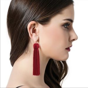 NWT Dark Red Tassel Earrings